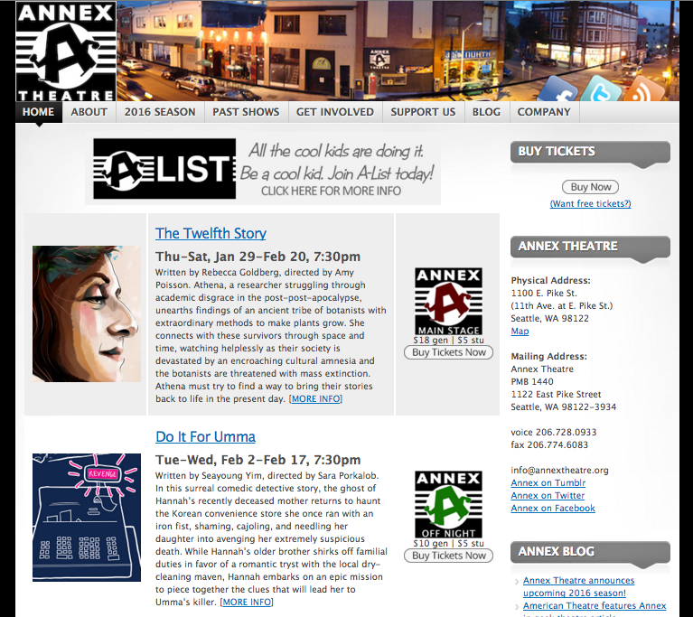Annex Theatre Website